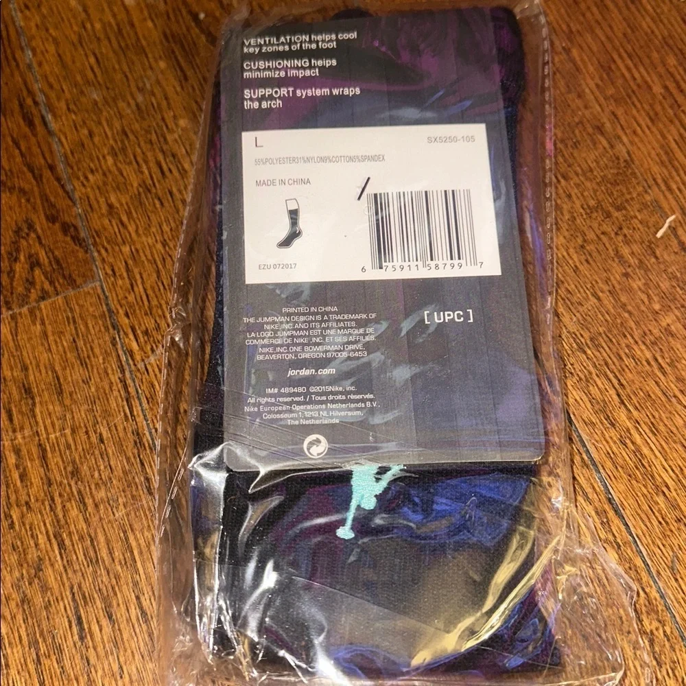 Jordan Legacy Crew Basketball Sock Black Teal Jordan - NEW - Men’s LARGE